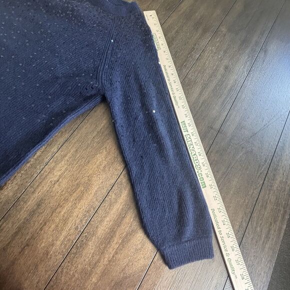 Vince Camuto Sequined Raglan Long Sleeve Sweater Mademoiselle Navy Size S - Picture 8 of 11